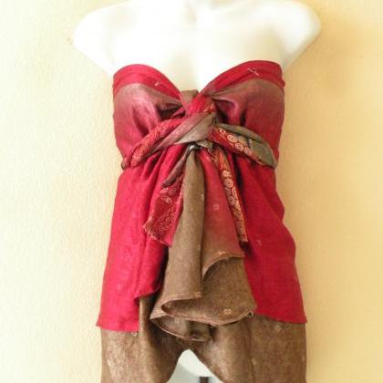 B100 Vintage Silk Magic 20 Wrap Skirt Halter Tube..