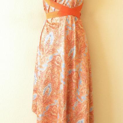 1d94 Orange Versatile Silk Multi Wear Scarf Long..