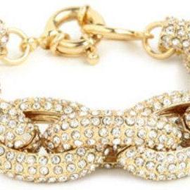 Gold Chunky Pave Link Chain Classic Bracelet J..
