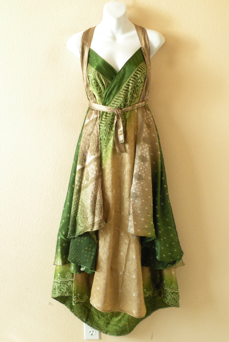 E480 Vintage Silk Magic 36" Length Long Wrap Skirt Halter Tube Maxi Dress + Dvd
