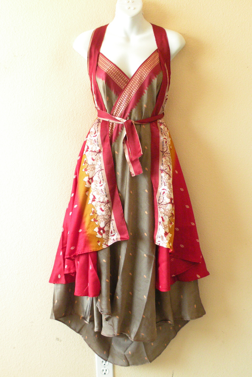 L58 Vintage Silk Magic 34" Length Long Wrap Skirt Halter Tube Maxi Dress + Dvd