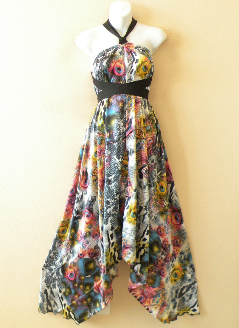 1d89 Multicolor Versatile Silk Multi Wear Scarf Long Maxi Halter Dress Maternity