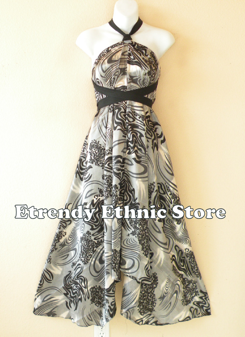 1d117 Multicolor Versatile Silk Multi Wear Scarf Long Maxi Halter Dress Maternity