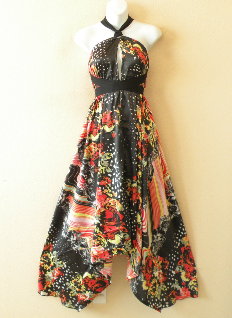 1d103 Multicolor Versatile Silk Multi Wear Scarf Long Maxi Halter Dress Maternity