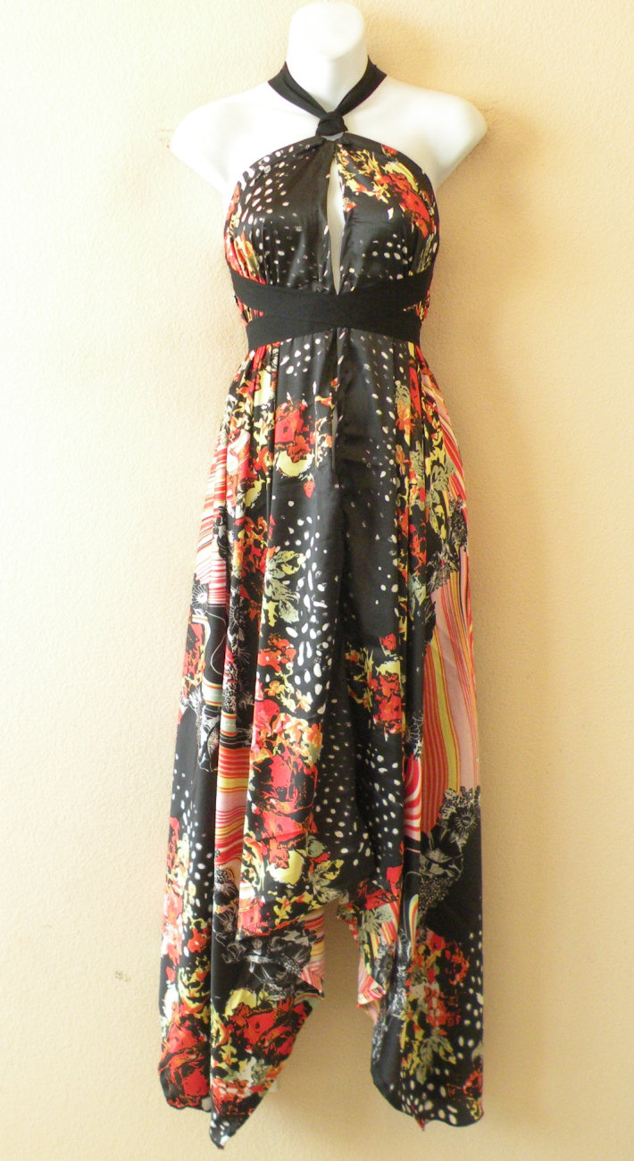 Multicolor Striped Handkerchief Hem Maternity Maxi Dress