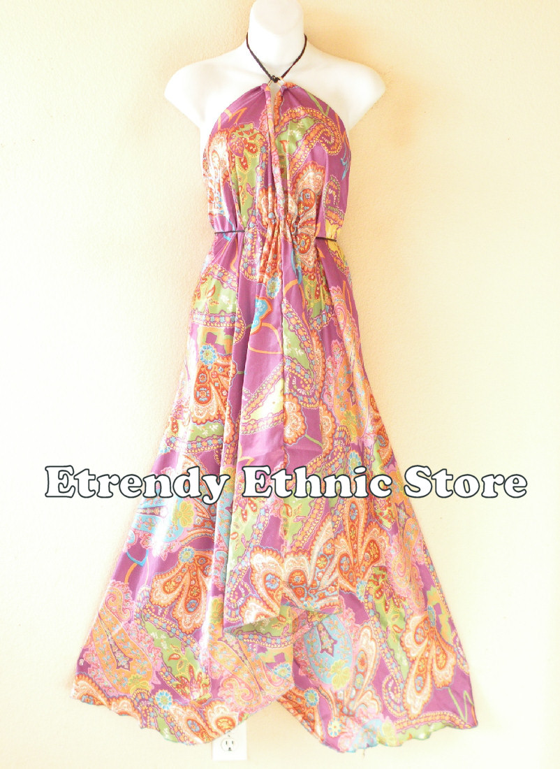 2d104 Lilac Versatile Silk Multi Wear Scarf Long Maxi Halter Dress Maternity