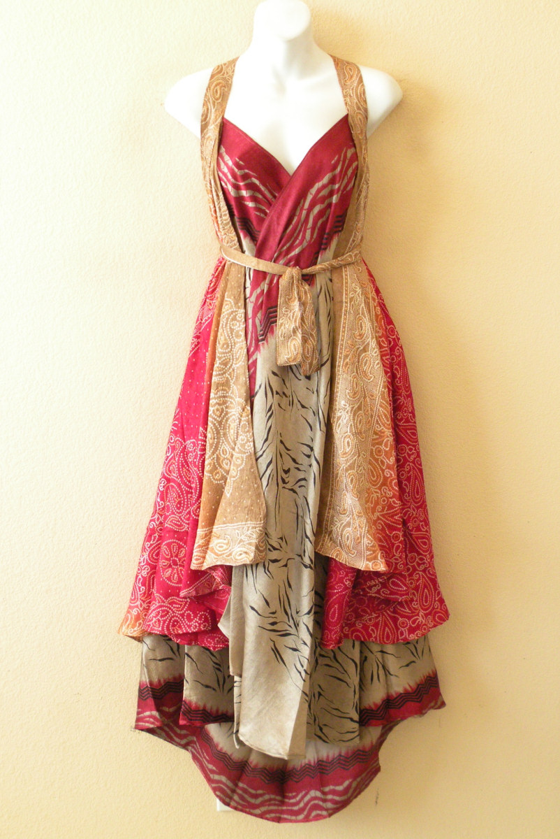 E518 Vintage Silk Magic 36" Length Long Wrap Skirt Halter Tube Maxi Dress + Dvd