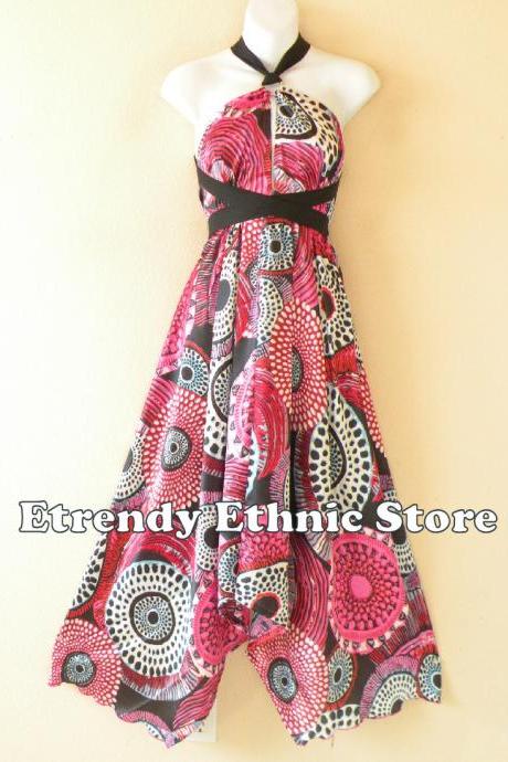 1d113 Pink Versatile Silk Multi Wear Scarf Long Maxi Halter Dress Maternity