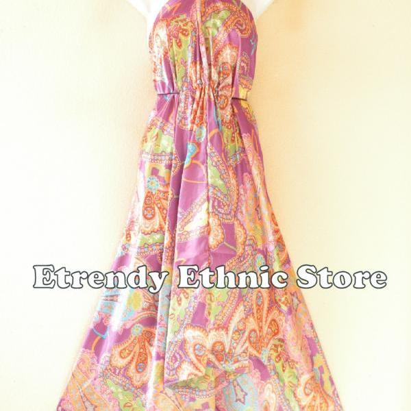 2D104 Lilac Versatile Silk Multi Wear Scarf Long Maxi Halter Dress Maternity